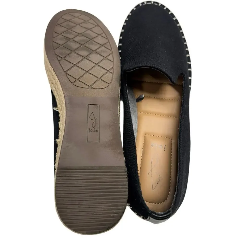 NWOT Joie Cara Espadrille Slip On Shoes in Black Canvas 8M